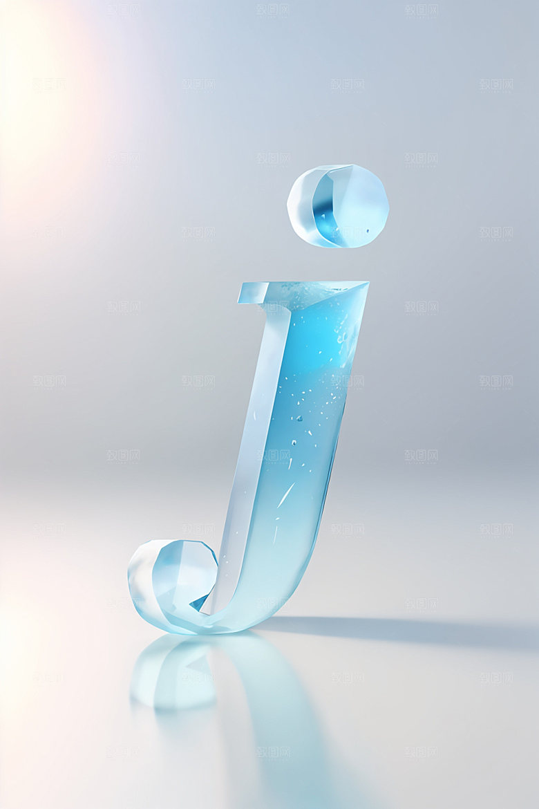 冰块字母英文通透艺术字