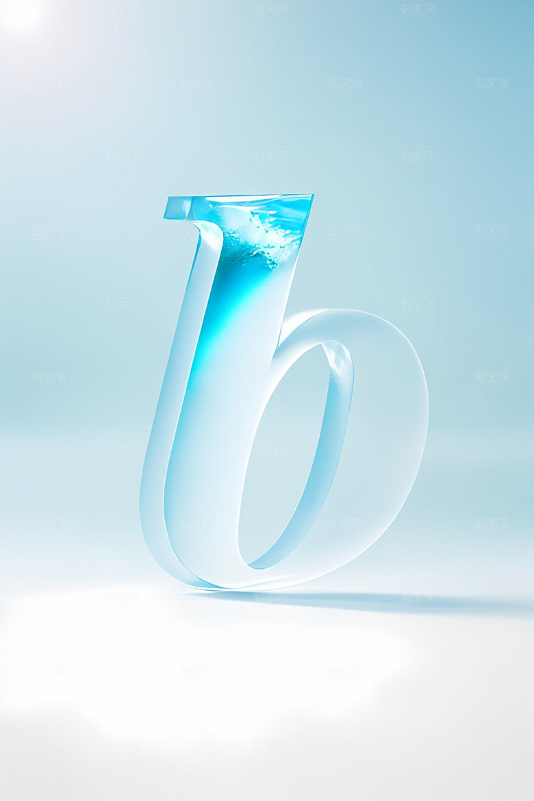 冰块字母3D清爽艺术字