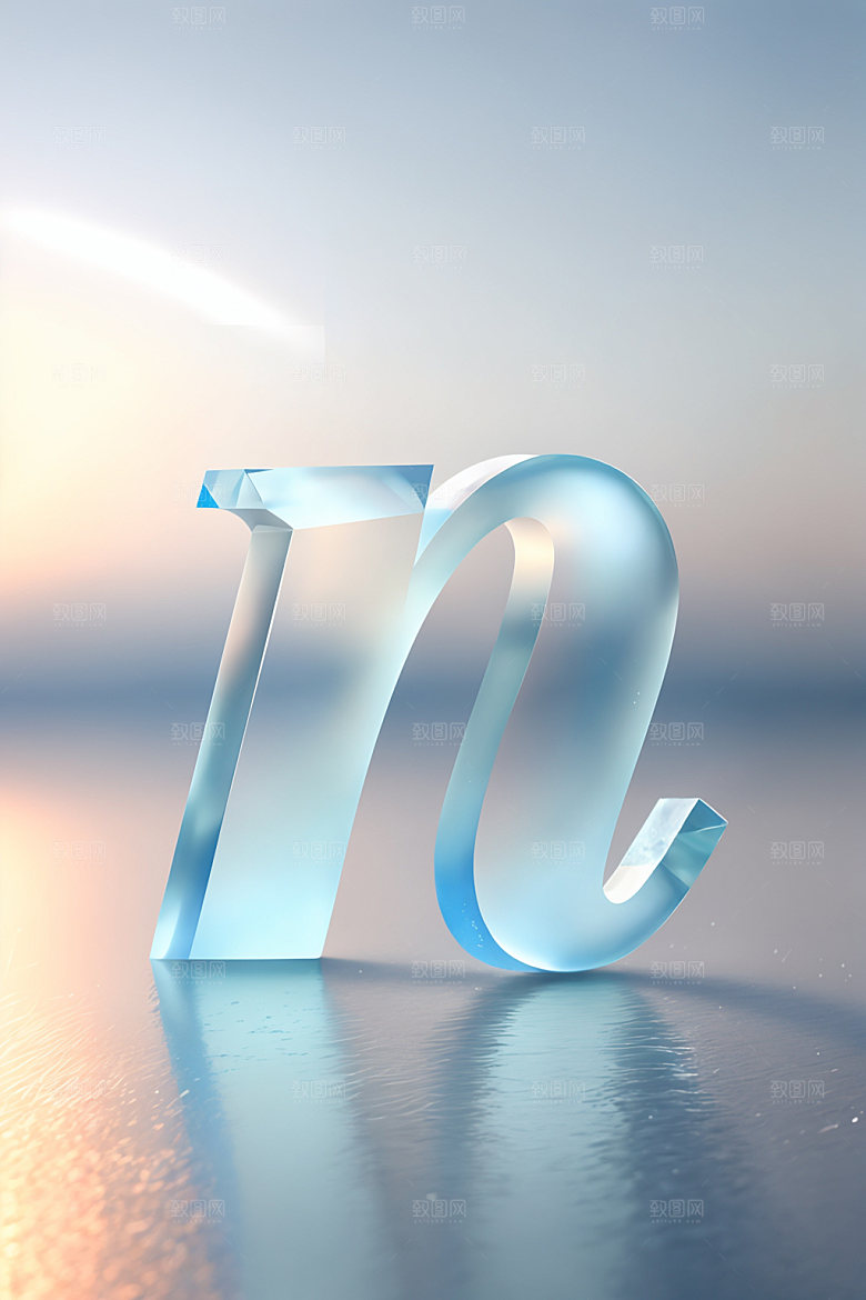 冰块字母通透3D艺术字