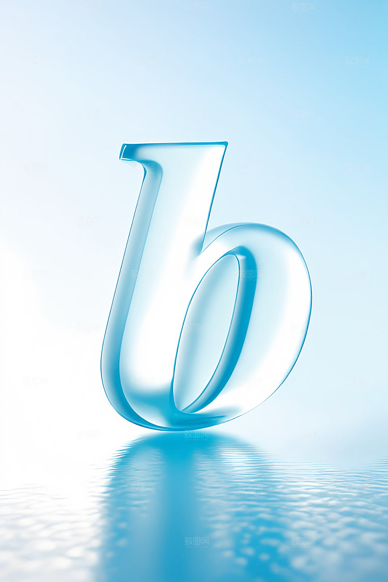冰块字母清爽玻璃艺术字