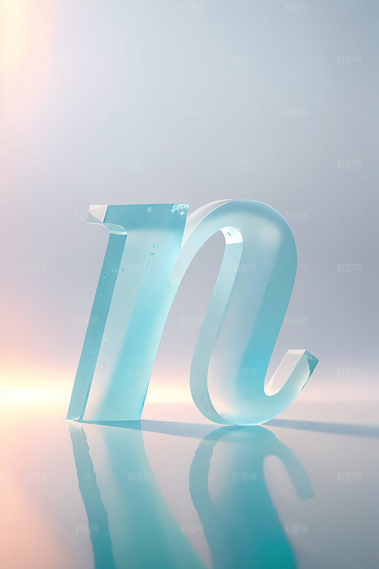 冰块字母清爽透明艺术字