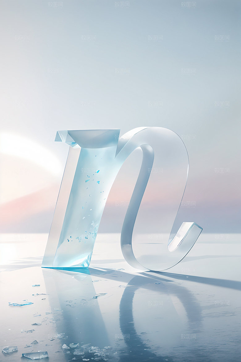 冰块字母3D通透艺术字