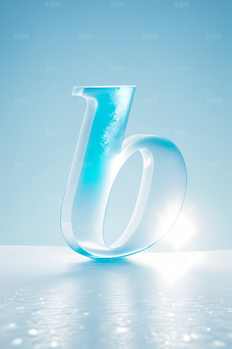 冰块字母透明英文艺术字