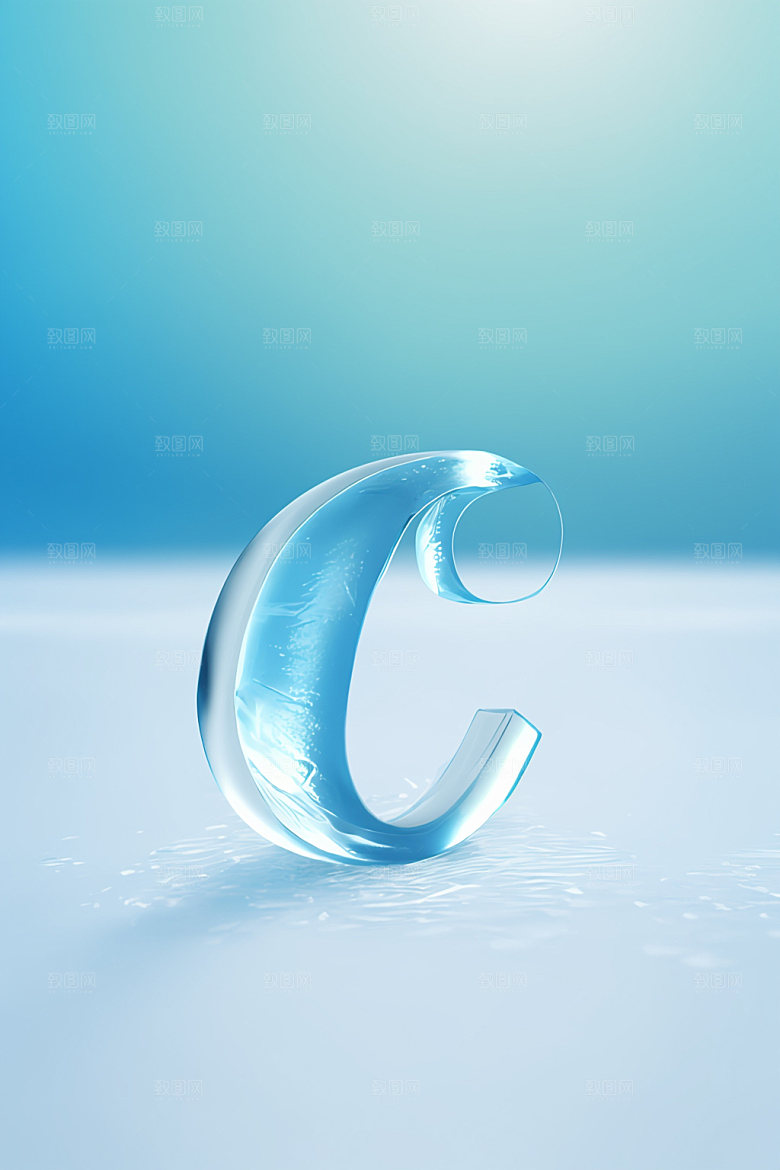冰块字母透明清爽艺术字