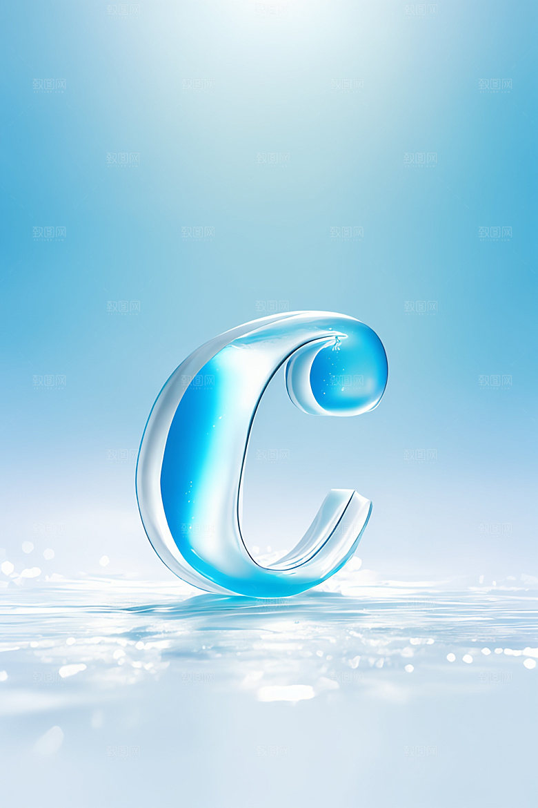 冰块字母透明质感艺术字