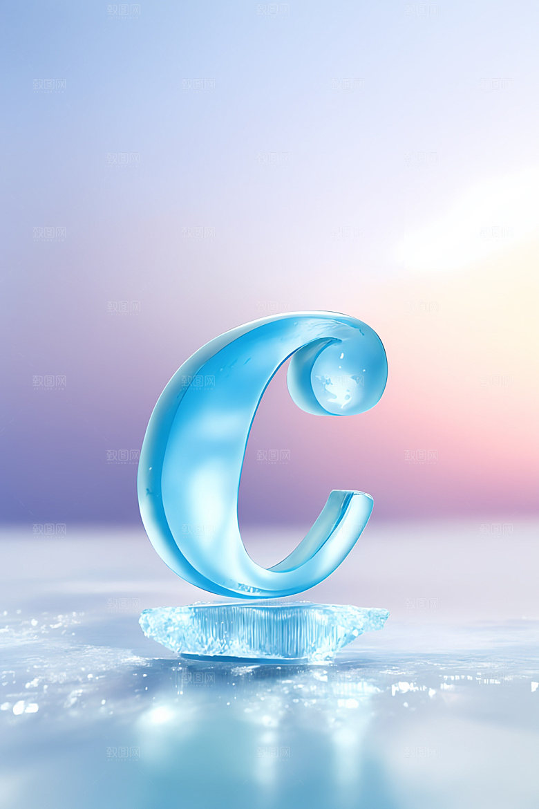 冰块字母3D透明艺术字