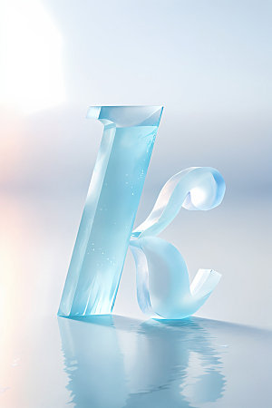 冰块字母透明清爽艺术字