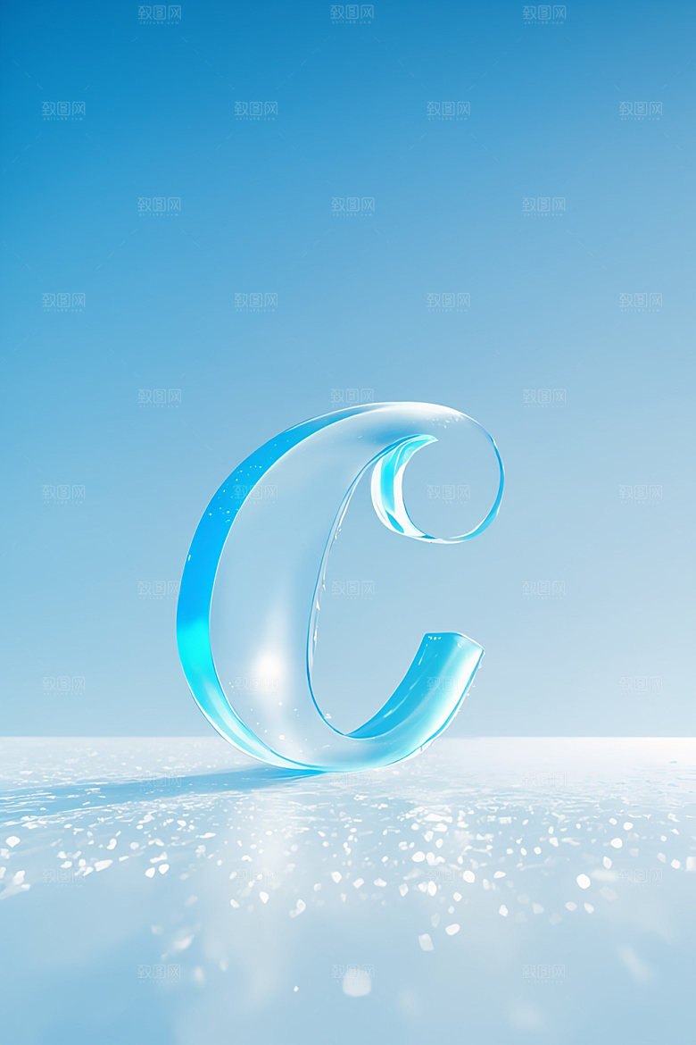 冰块字母清爽透明艺术字