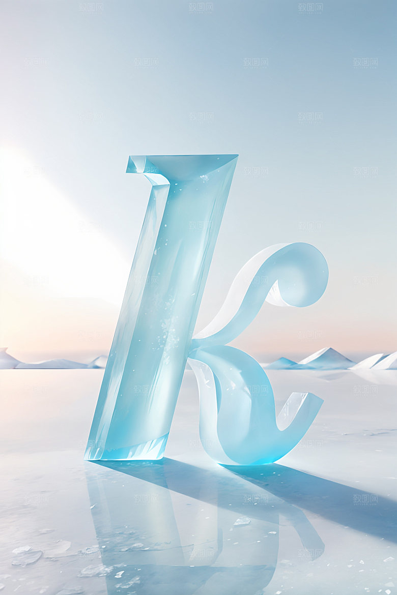 冰块字母透明3D艺术字