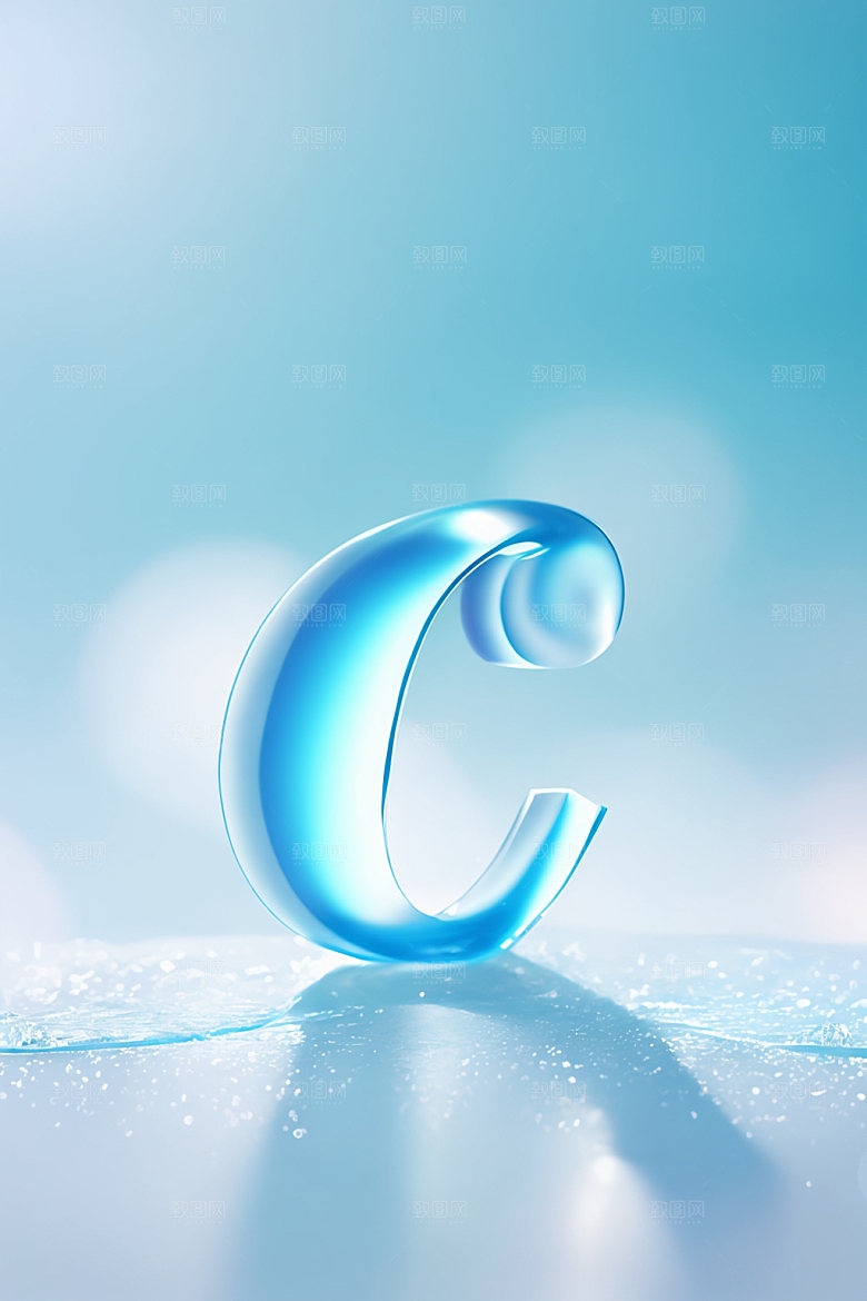 冰块字母质感3D艺术字