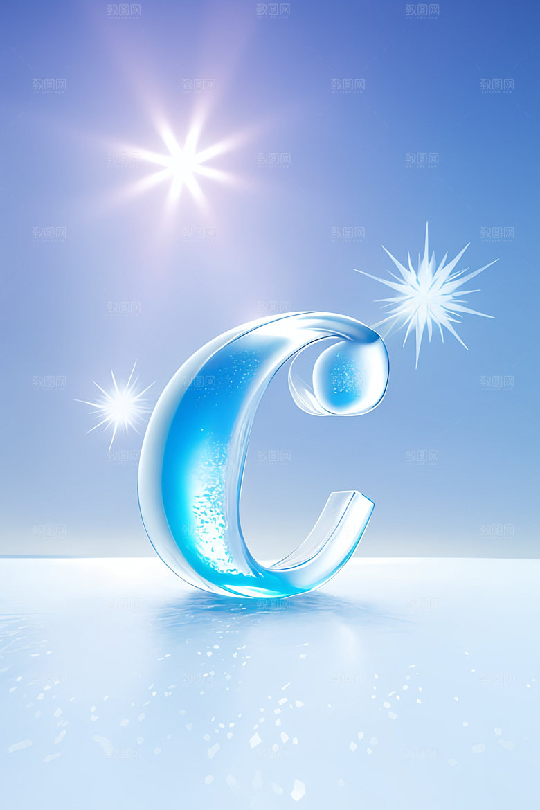 冰块字母晶莹剔透清爽艺术字