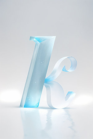 冰块字母通透质感艺术字