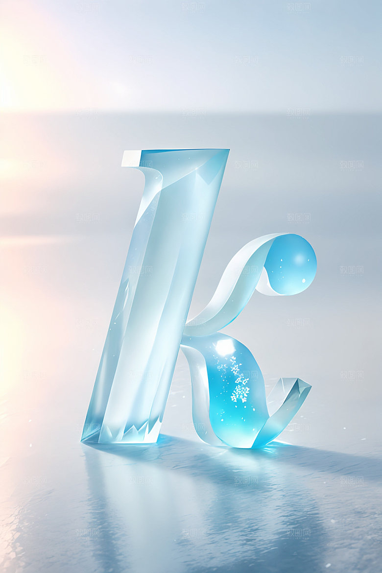 冰块字母英文透明艺术字