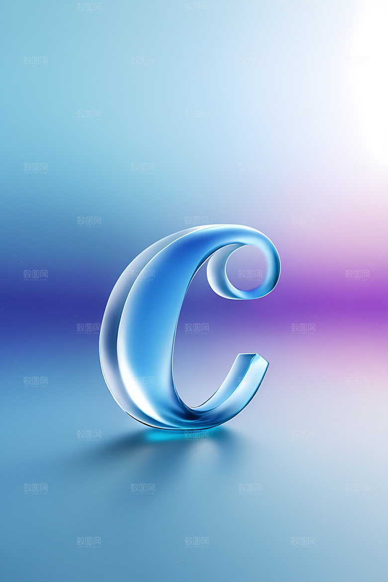 冰块字母晶莹剔透质感艺术字