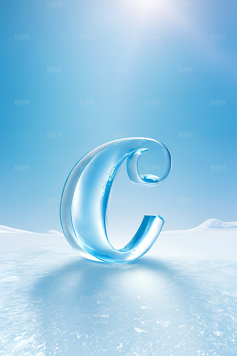 冰块字母立体透明艺术字