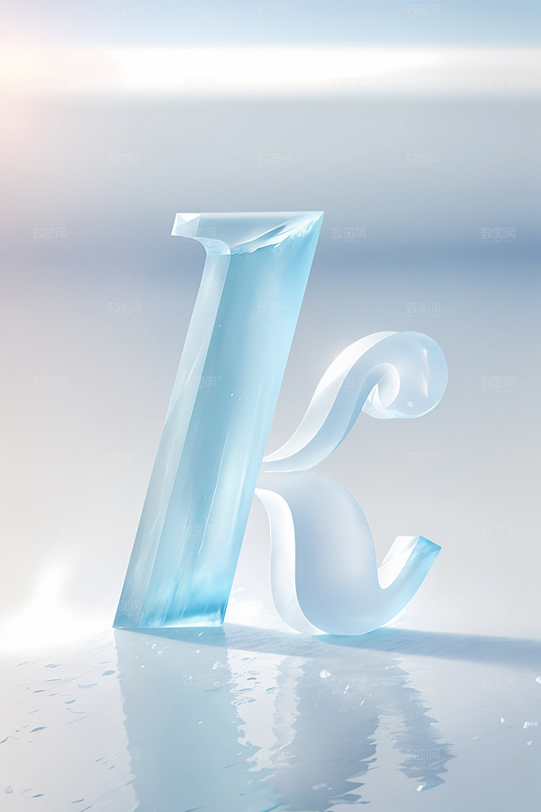 冰块字母玻璃英文艺术字
