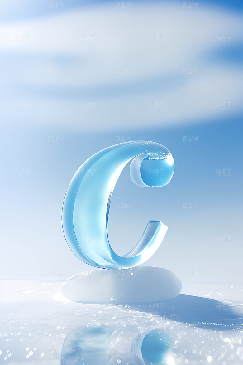 冰块字母透明清爽艺术字