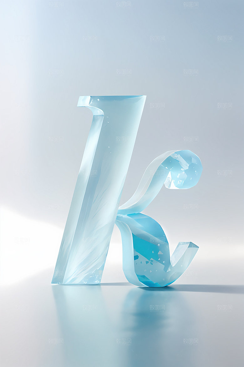 冰块字母3D清爽艺术字