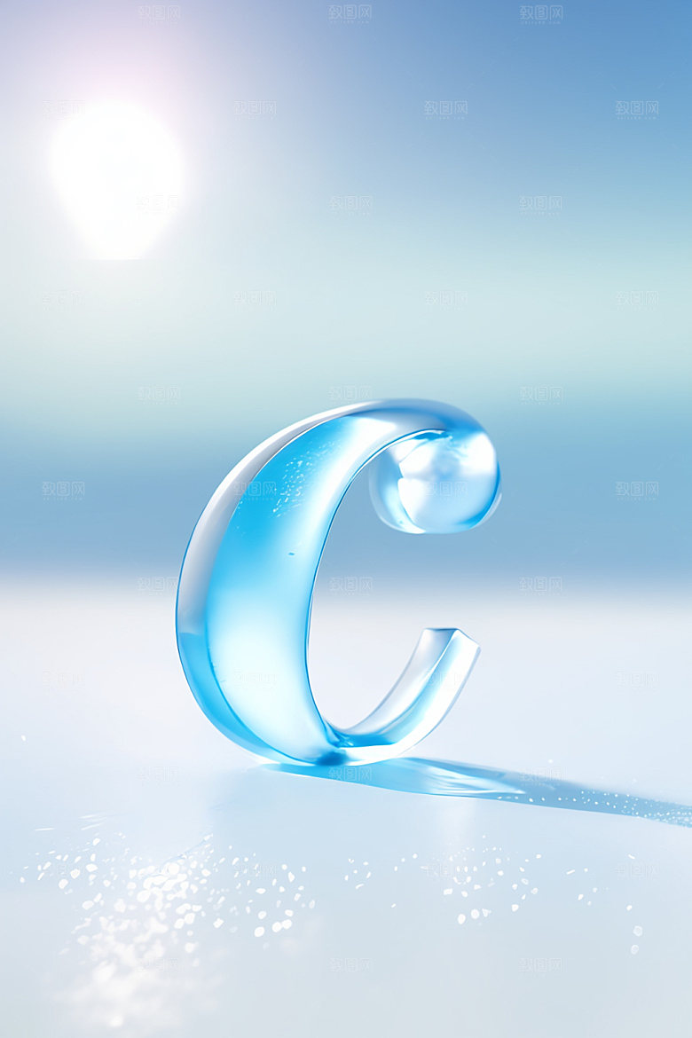 冰块字母通透质感艺术字