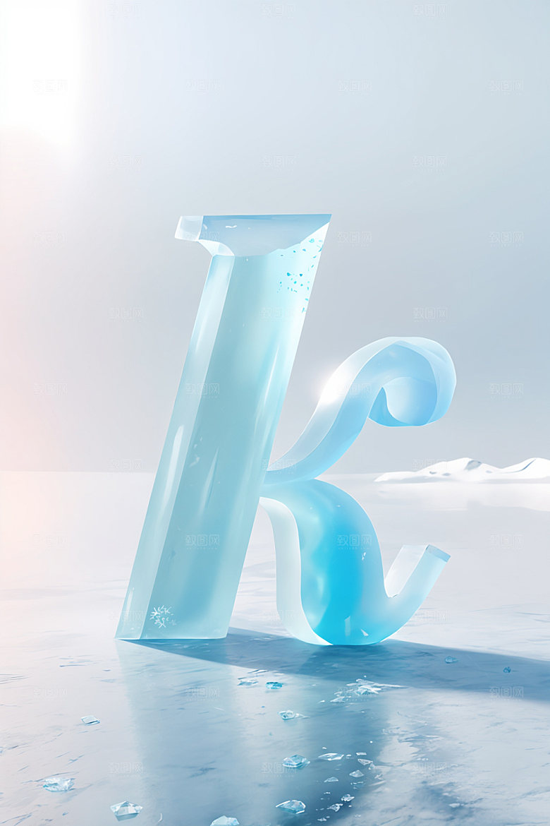 冰块字母3D通透艺术字