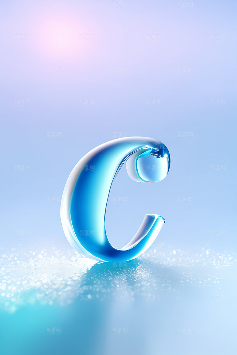 冰块字母质感透明艺术字