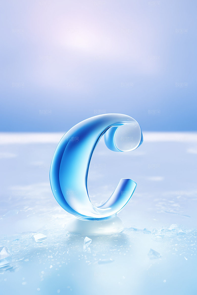 冰块字母质感英文艺术字