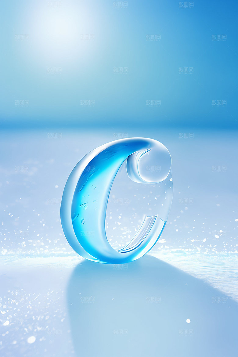 冰块字母透明3D艺术字