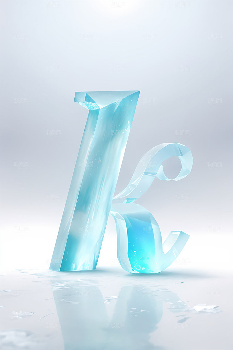 冰块字母清爽透明艺术字