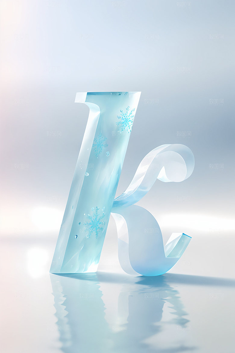 冰块字母玻璃英文艺术字