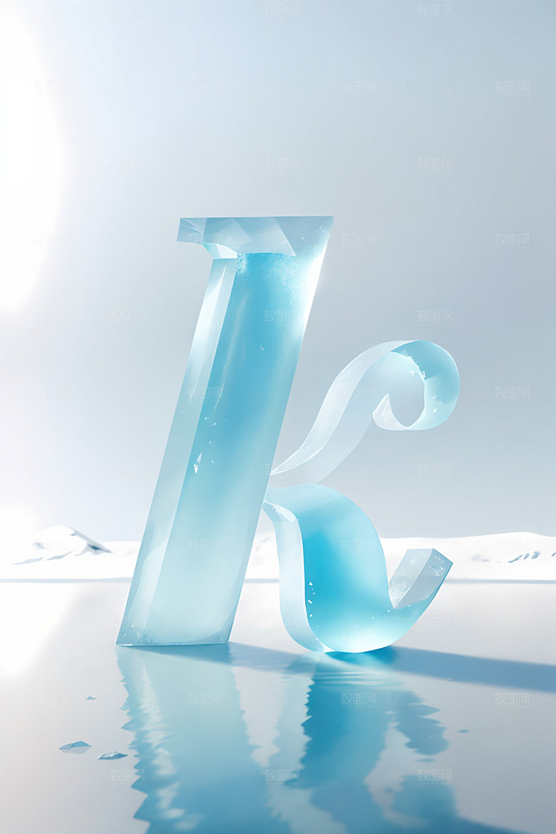 冰块字母清爽通透艺术字