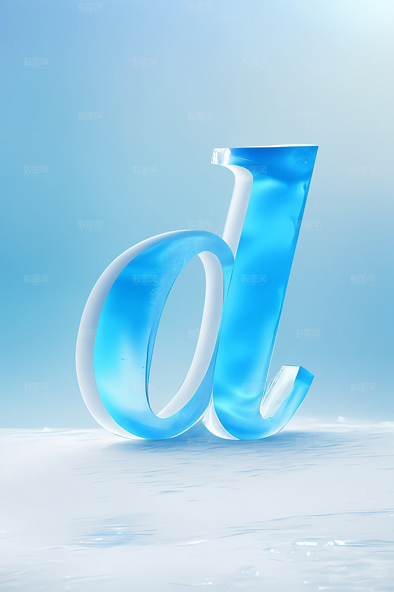 冰块字母玻璃清爽艺术字