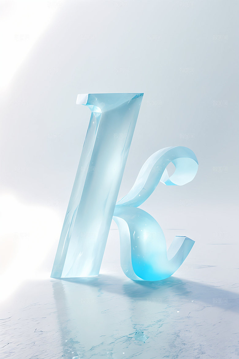 冰块字母3D晶莹剔透艺术字