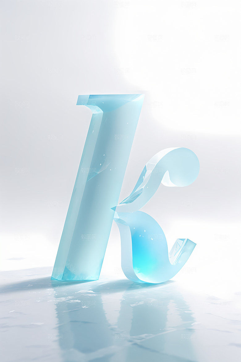 冰块字母清爽透明艺术字
