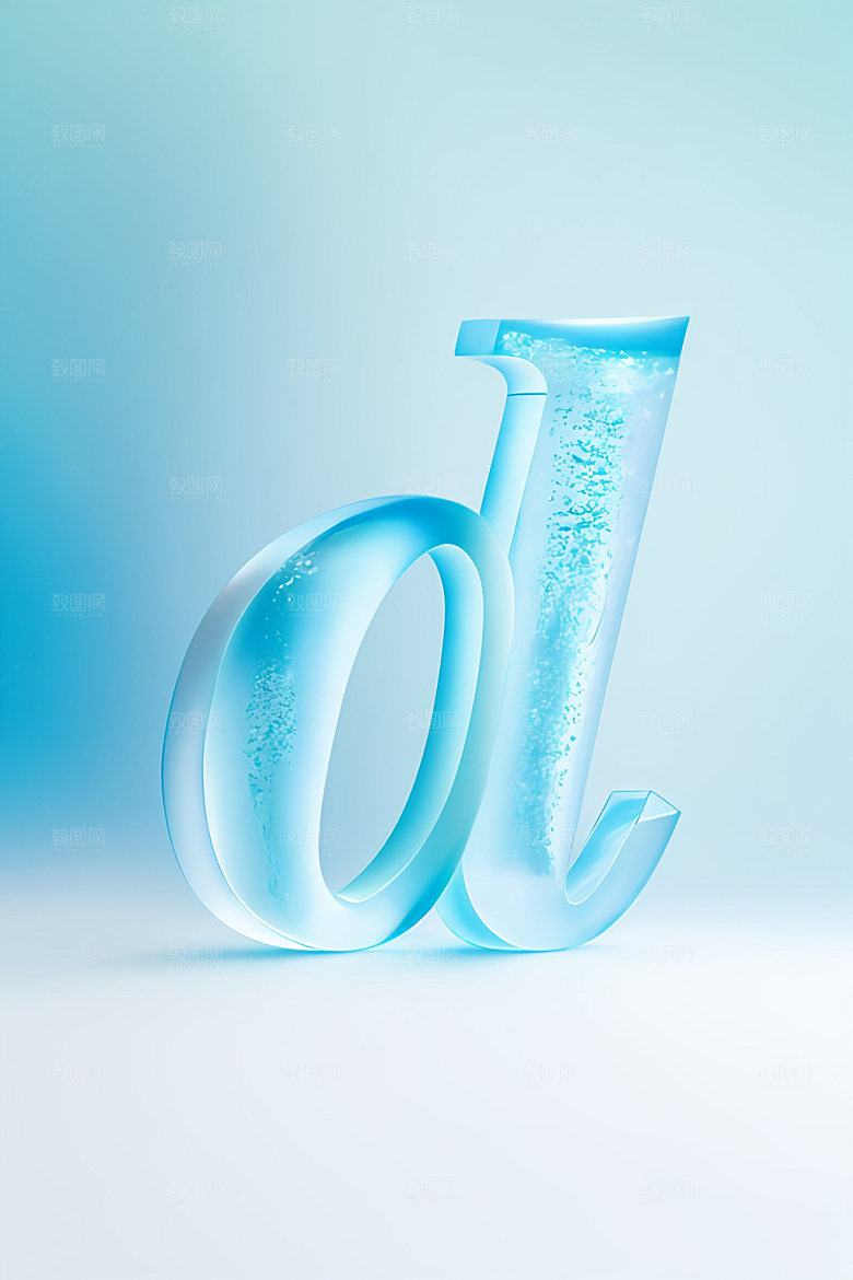 冰块字母3D创意艺术字