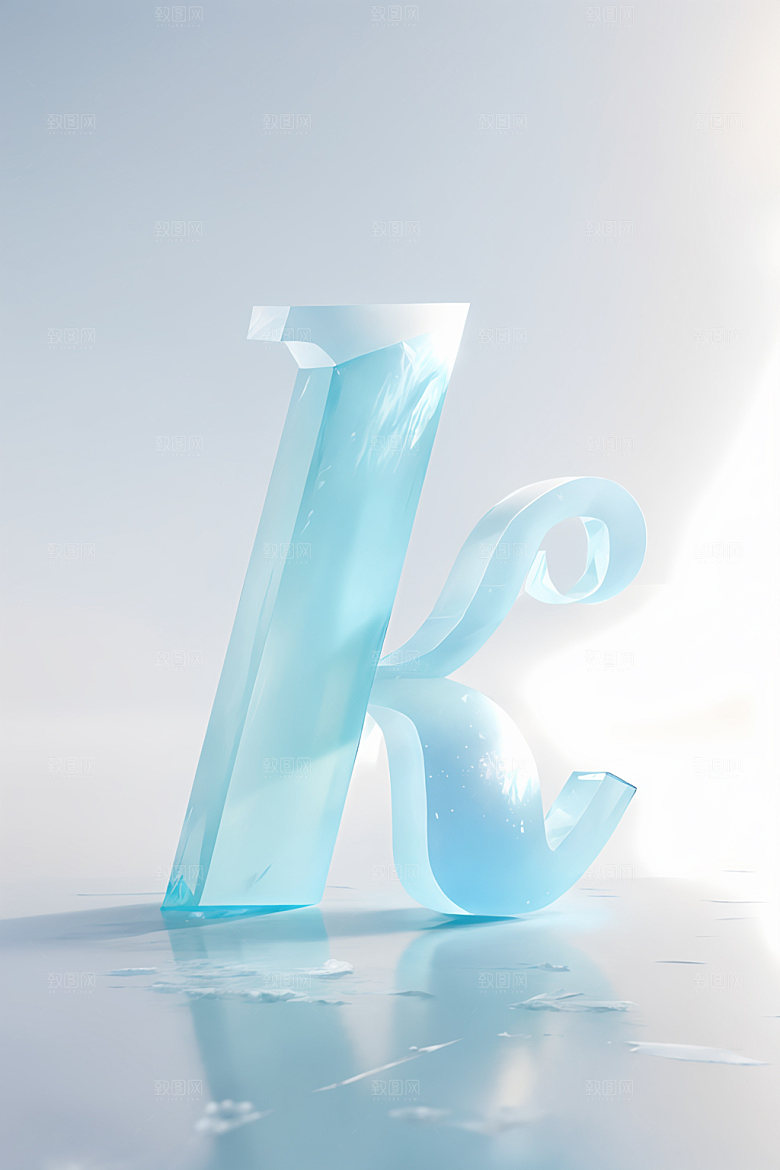 冰块字母清爽玻璃艺术字