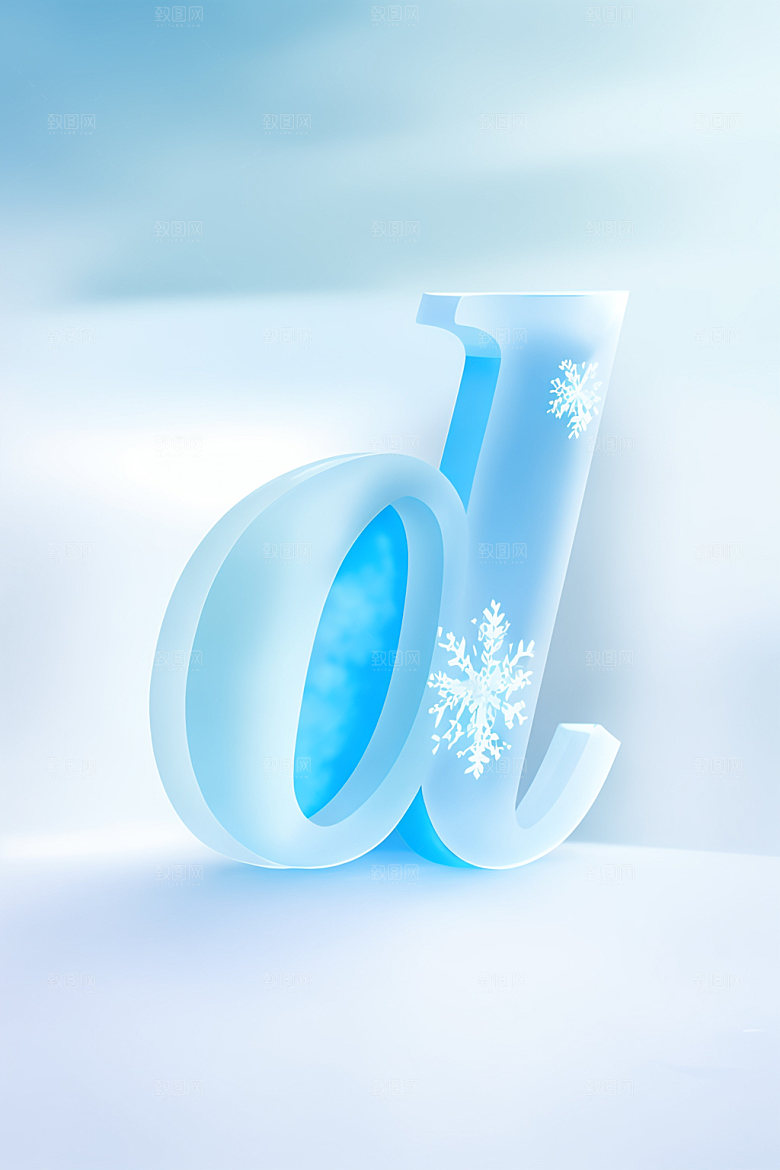 冰块字母通透3D艺术字