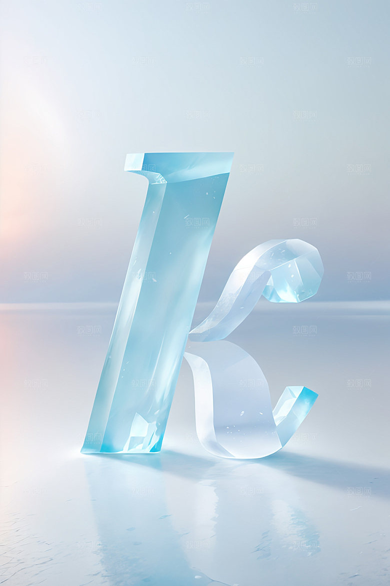 冰块字母清爽通透艺术字