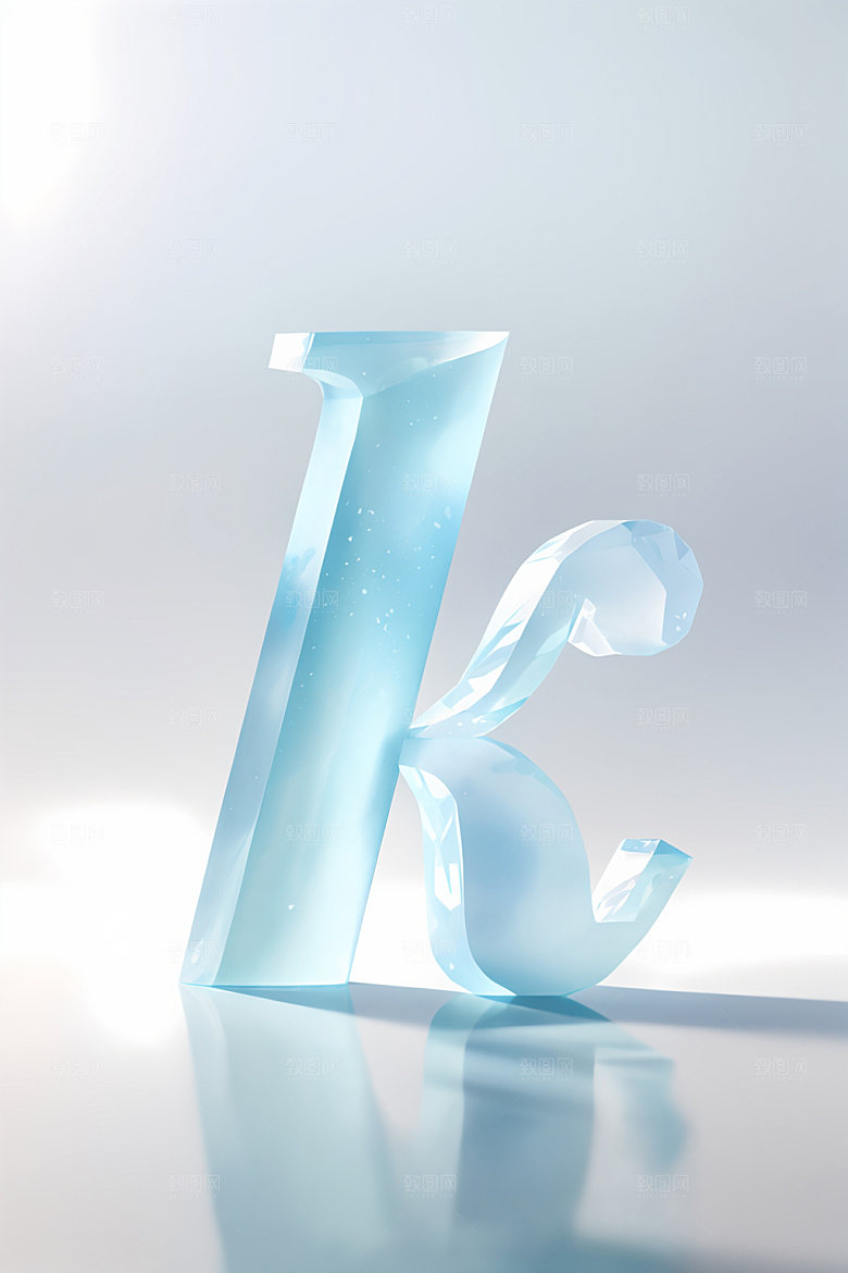 冰块字母晶莹剔透立体艺术字