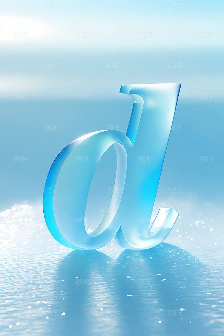 冰块字母玻璃清爽艺术字