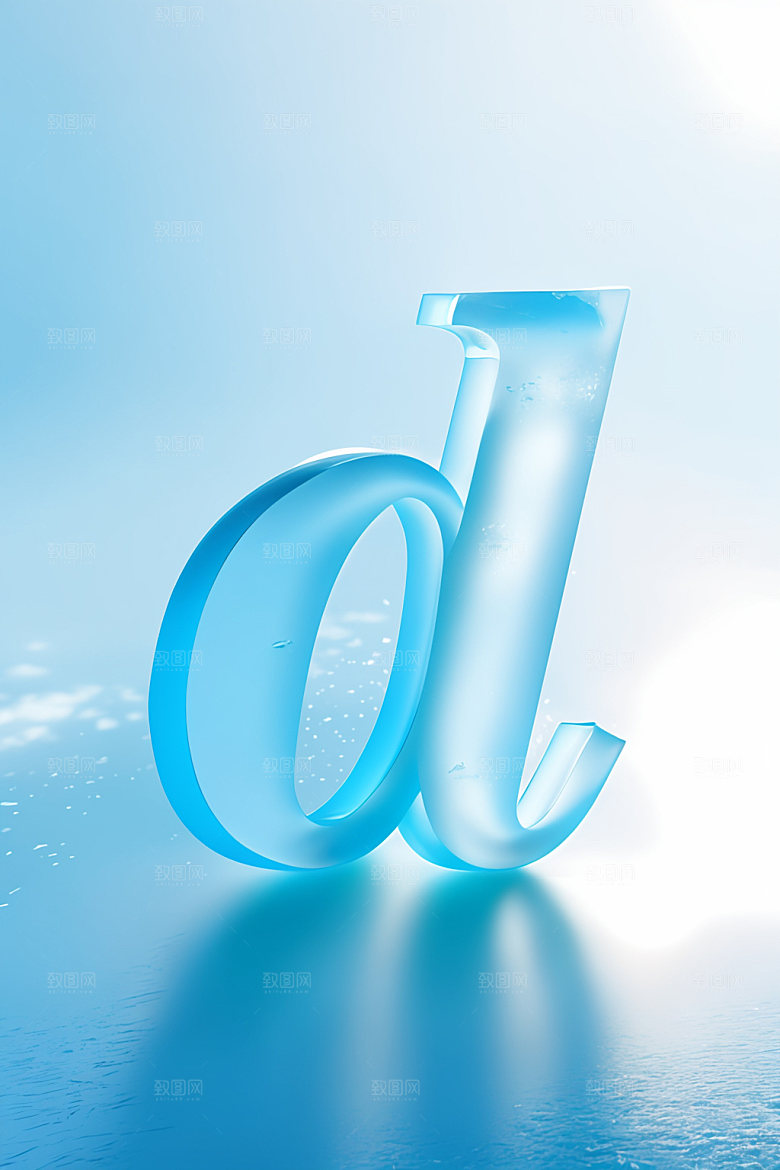 冰块字母玻璃清爽艺术字