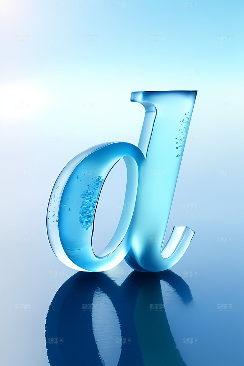 冰块字母通透3D艺术字