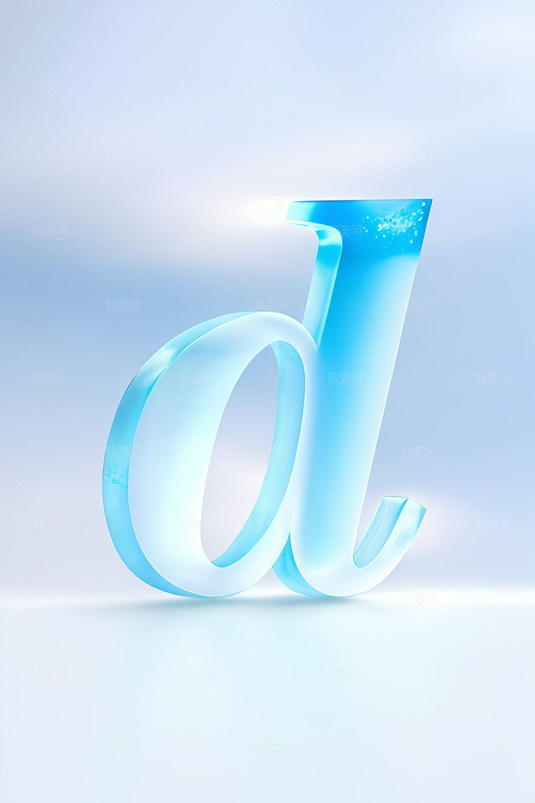 冰块字母清爽透明艺术字