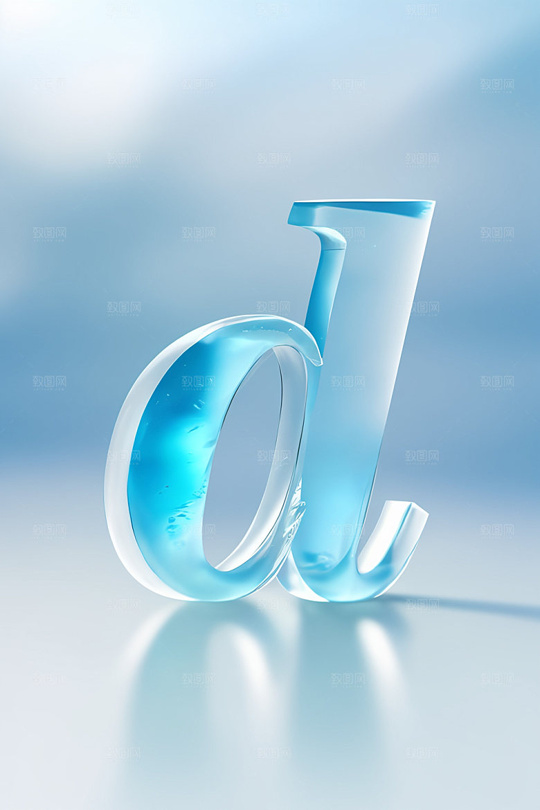 冰块字母质感通透艺术字