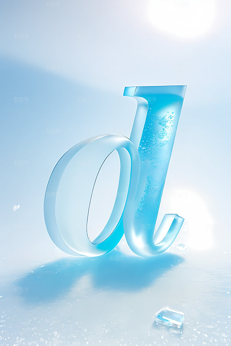 冰块字母英文3D艺术字