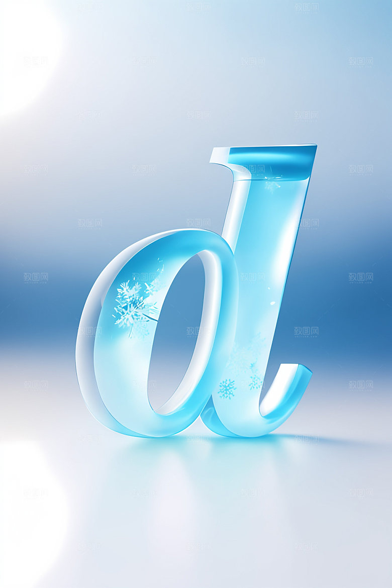 冰块字母通透3D艺术字