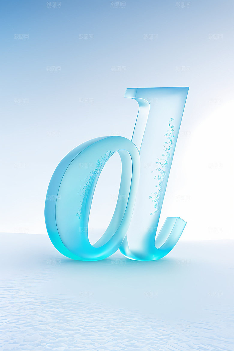 冰块字母3D清爽艺术字