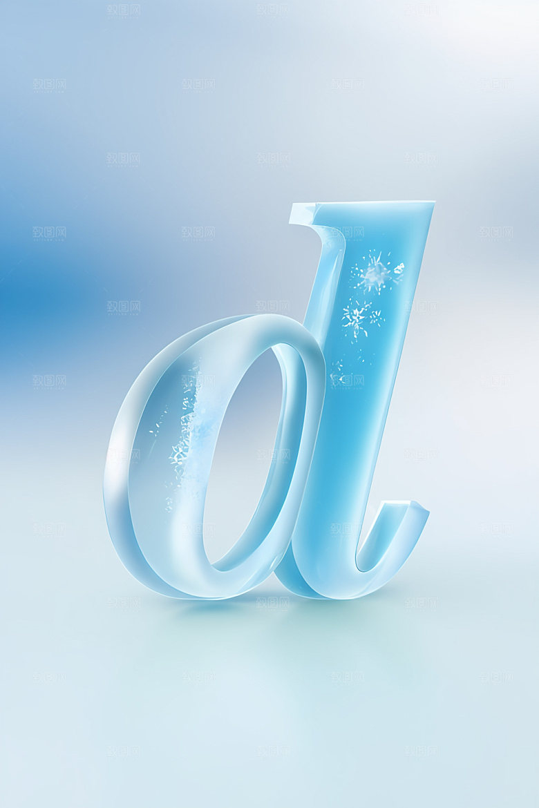 冰块字母清爽质感艺术字