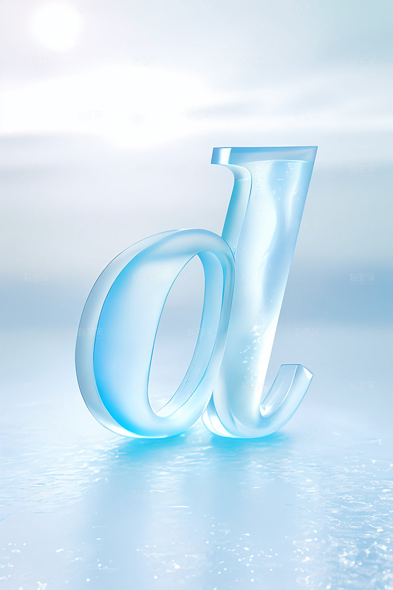 冰块字母清爽透明艺术字