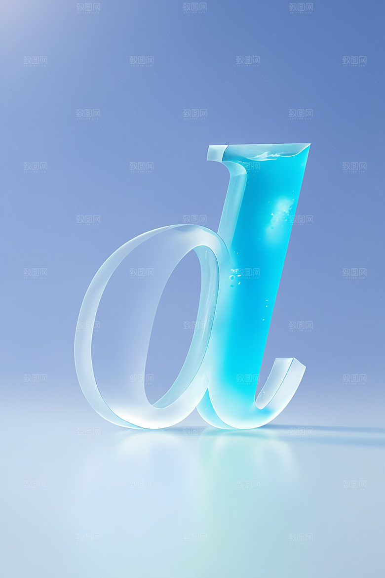 冰块字母清爽玻璃艺术字