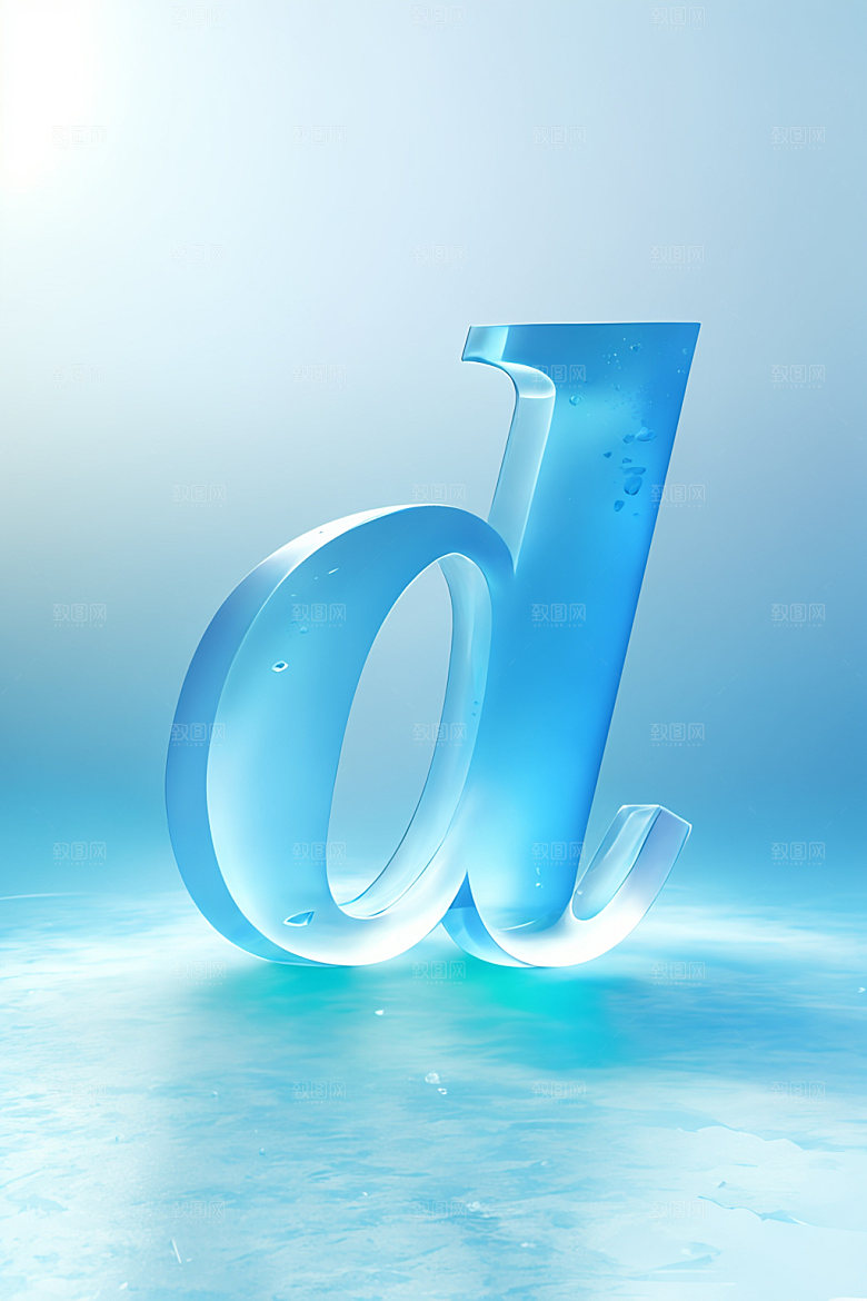 冰块字母英文通透艺术字